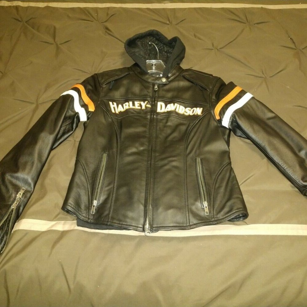 Harley Davidson Women's Miss Enthusiast leather jacket 3-in-1& Sleevless Hoode